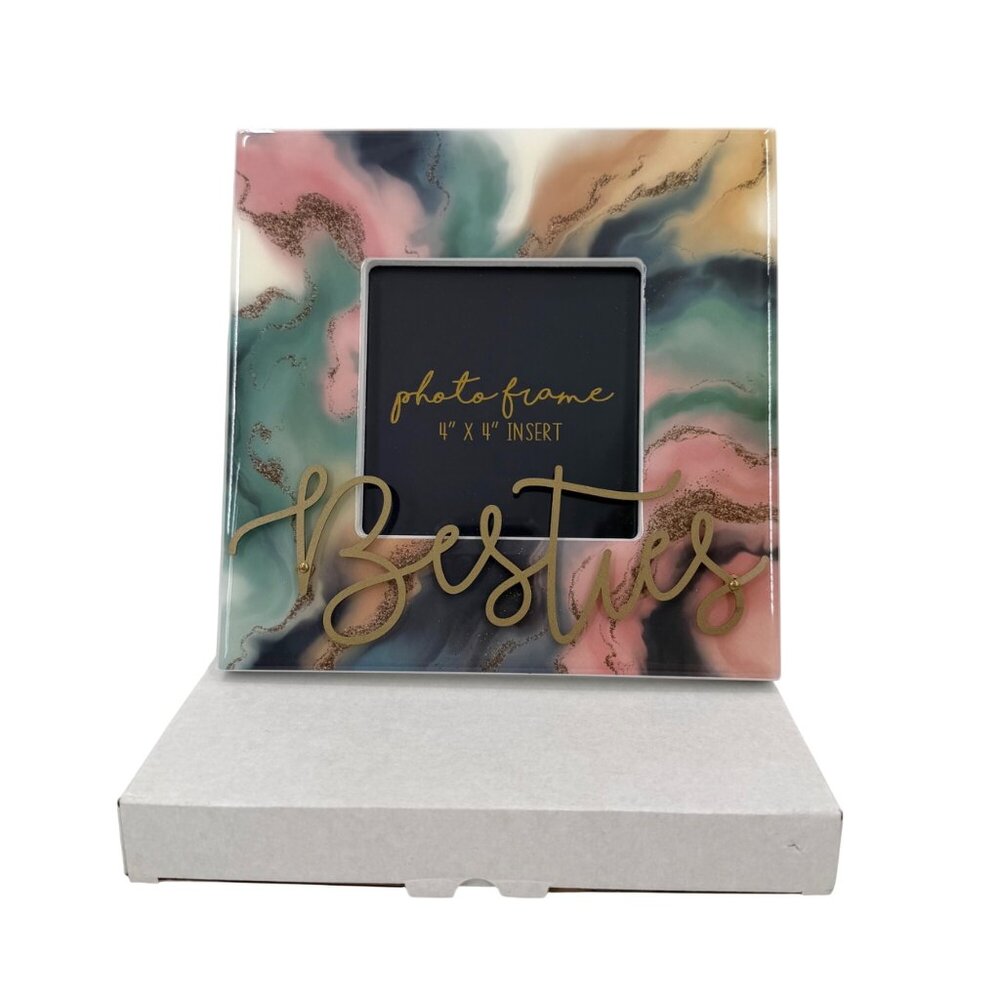 NWT FRANCESCAS BESTIES MARBLE LOOK PHOTO FRAME 4" X 4" Insert W/Box